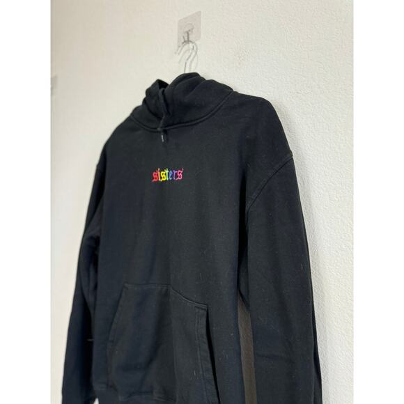Women's Black Sisters Embroidered Sweatshirt Hoodie Medium - Picture 10 of 10